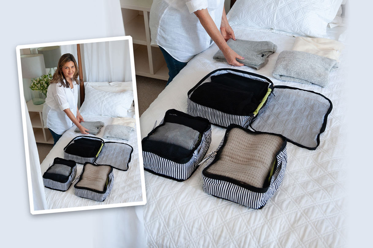 Mala de viagem organizada com acessórios funcionais e nécessaires para viajar com praticidade e elegância